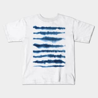 Navy Blue Horizontal Stripes Kids T-Shirt